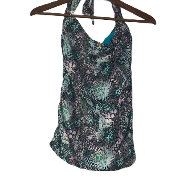 Aerin Rose Signature Viper Strapless Underwire Banded Blouson Swim Top Size 8DD - Picture 2 of 14